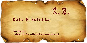 Kola Nikoletta névjegykártya